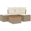 Image de vidaXL Ensemble de salon de jardin 5 pièces avec coussins Beige Poly Rattan
