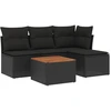 Image de vidaXL Ensemble de salon de jardin 5 pièces avec coussins noir poly rotin