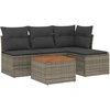 Image de vidaXL Ensemble de salon de jardin 5 pièces avec coussins Gris Poly rotin