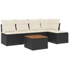 Image de vidaXL Ensemble de salon de jardin 6 pièces avec coussins noir poly rotin