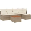 Image de vidaXL Ensemble de salon de jardin 6 pièces avec coussins Beige Poly Rattan