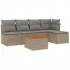 Image de vidaXL Ensemble de salon de jardin 6 pièces avec coussins Beige Poly Rattan