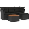Image de vidaXL Ensemble de salon de jardin 5 pièces avec coussins noir poly rotin