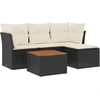 Image de vidaXL Ensemble de salon de jardin 5 pièces avec coussins noir poly rotin