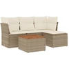 Image de vidaXL Ensemble de salon de jardin 5 pièces avec coussins Beige Poly Rattan