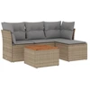 Image de vidaXL Ensemble de salon de jardin 5 pièces avec coussins Beige Poly Rattan