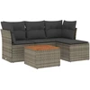 Image de vidaXL Ensemble de salon de jardin 5 pièces avec coussins Gris Poly rotin