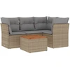Image de vidaXL Ensemble de salon de jardin 5 pièces avec coussins Beige Poly Rattan