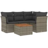 Image de vidaXL Ensemble de salon de jardin 5 pièces avec coussins Gris Poly rotin