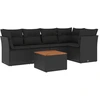 Image de vidaXL Ensemble de salon de jardin 6 pièces avec coussins noir poly rotin