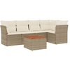Image de vidaXL Ensemble de salon de jardin 6 pièces avec coussins Beige Poly Rattan