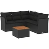 Image de vidaXL Ensemble de salon de jardin 6 pièces avec coussins noir poly rotin