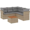 Image de vidaXL Ensemble de salon de jardin 6 pièces avec coussins Beige Poly Rattan