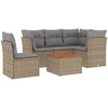 Image de vidaXL Ensemble de salon de jardin 6 pièces avec coussins Beige Poly Rattan