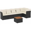 Image de vidaXL Ensemble de salon de jardin 7 pièces avec coussins noir poly rotin