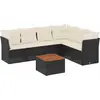 Image de vidaXL Ensemble de salon de jardin 7 pièces avec coussins noir poly rotin