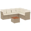 Image de vidaXL Ensemble de salon de jardin 7 pièces avec coussins Beige Poly Rattan