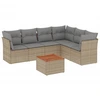 Image de vidaXL Ensemble de salon de jardin 7 pièces avec coussins Beige Poly Rattan