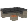 Image de vidaXL Ensemble de salon de jardin 7 pièces avec coussins Gris Poly rotin
