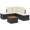 Image de vidaXL Ensemble de salon de jardin 6 pièces avec coussins noir poly rotin
