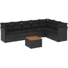 Image de vidaXL Ensemble de jardin canapé 8 pièces avec coussins noir poly rotin