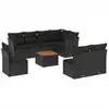 Image de vidaXL Ensemble de salon de jardin 9 pièces avec coussins noir poly rotin