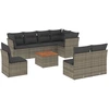 Image de vidaXL Ensemble de salon de jardin 9 pièces avec coussins Gris Poly rotin