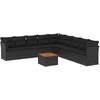 Image de vidaXL Ensemble de 10 canapés de jardin avec coussins noir poly rotin