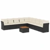 Image de vidaXL Ensemble de 10 canapés de jardin avec coussins noir poly rotin