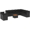 Image de vidaXL Ensemble de salon de jardin 11 pièces avec coussins noir poly rotin