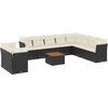 Image de vidaXL Ensemble de salon de jardin 11 pièces avec coussins noir poly rotin