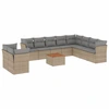 Image de vidaXL Ensemble de salon de jardin 11 pièces avec coussins Beige Poly Rattan
