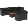 Image de vidaXL Ensemble de salon de jardin 9 pièces avec coussins noir poly rotin