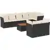 Image de vidaXL Ensemble de salon de jardin 9 pièces avec coussins noir poly rotin