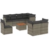 Image de vidaXL Ensemble de salon de jardin 9 pièces avec coussins Gris Poly rotin