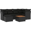 Image de vidaXL Ensemble de salon de jardin 7 pièces avec coussins noir poly rotin