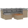 Image de vidaXL Ensemble de salon de jardin 7 pièces avec coussins Beige Poly Rattan