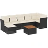 Image de vidaXL Ensemble de jardin canapé 8 pièces avec coussins noir poly rotin