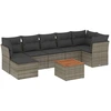 Image de vidaXL Ensemble de jardin canapé 8 pièces avec coussins Gris Poly rotin