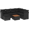 Image de vidaXL Ensemble de jardin canapé 8 pièces avec coussins noir poly rotin