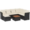 Image de vidaXL Ensemble de jardin canapé 8 pièces avec coussins noir poly rotin