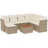 Image de vidaXL Ensemble de jardin canapé 8 pièces avec coussins Beige Poly Rattan