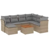 Image de vidaXL Ensemble de jardin canapé 8 pièces avec coussins Beige Poly Rattan