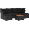 Image de vidaXL Ensemble de salon de jardin 7 pièces avec coussins noir poly rotin