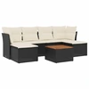 Image de vidaXL Ensemble de salon de jardin 7 pièces avec coussins noir poly rotin