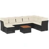 Image de vidaXL Ensemble de salon de jardin 9 pièces avec coussins noir poly rotin