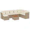 Image de vidaXL Ensemble de salon de jardin 9 pièces avec coussins beige Poly rotin