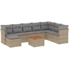 Image de vidaXL Ensemble de salon de jardin 9 pièces avec coussins beige Poly rotin