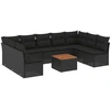 Image de vidaXL Ensemble de 10 canapés de jardin avec coussins noir poly rotin