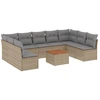 Image de vidaXL Ensemble de salon de jardin 10 pièces avec coussins Beige Poly Rattan